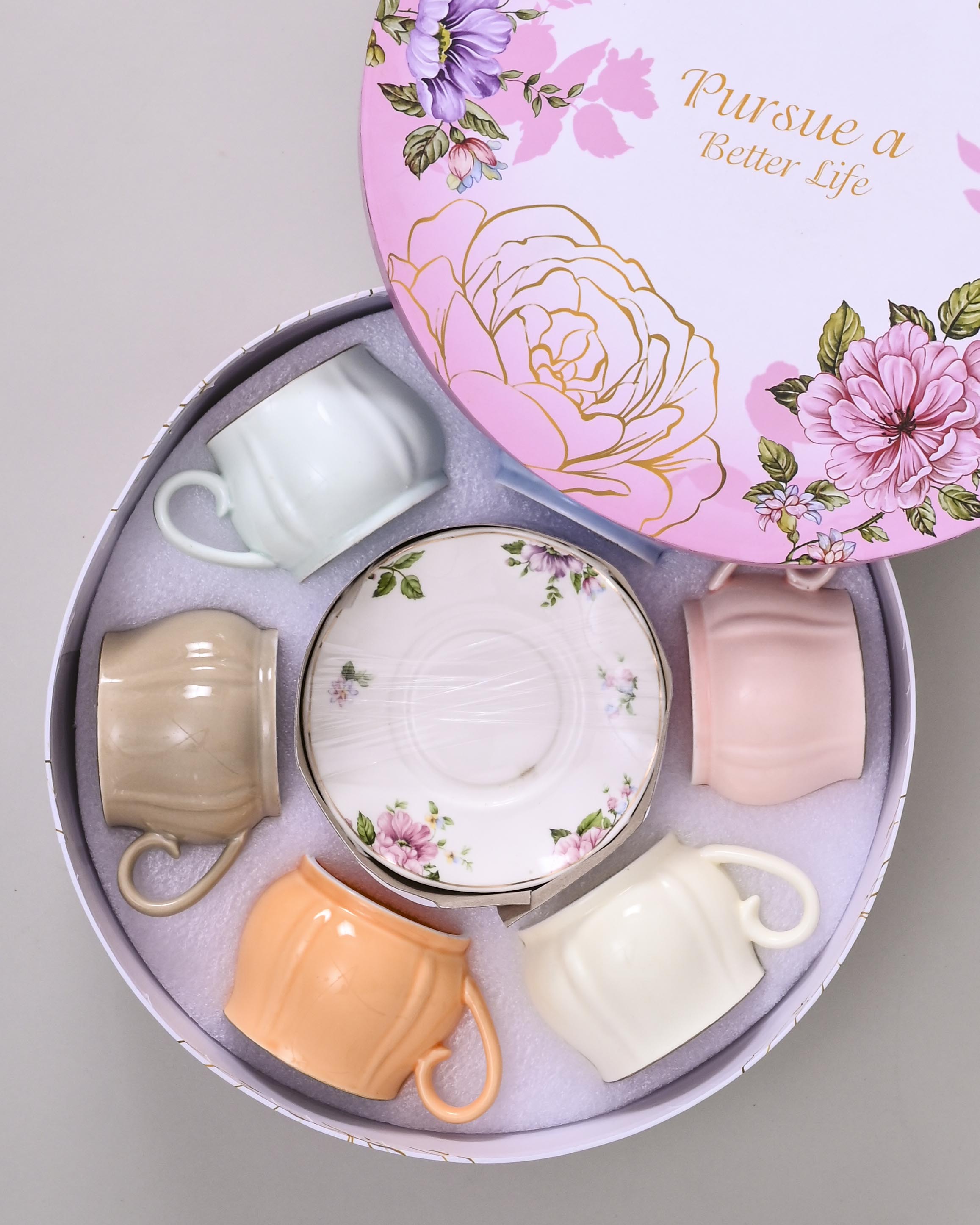 Cupful of Colors Tea Cup With Saucer - Set Of 6