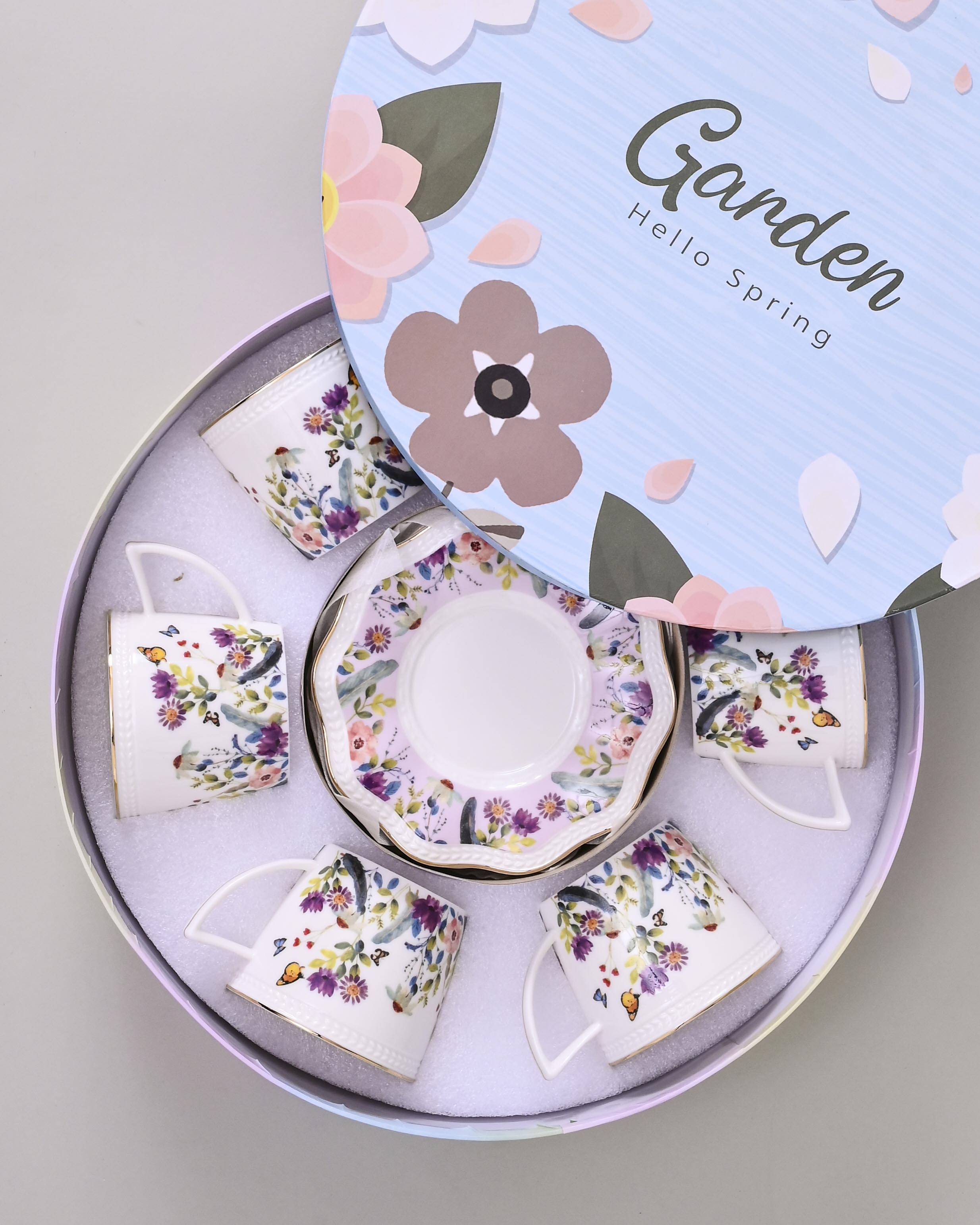 Spring Bloom Tea Cup With Saucer - Set Of 6