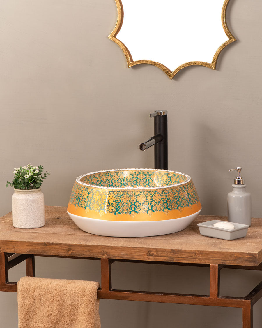 Golden Porcelain Countertop Basin