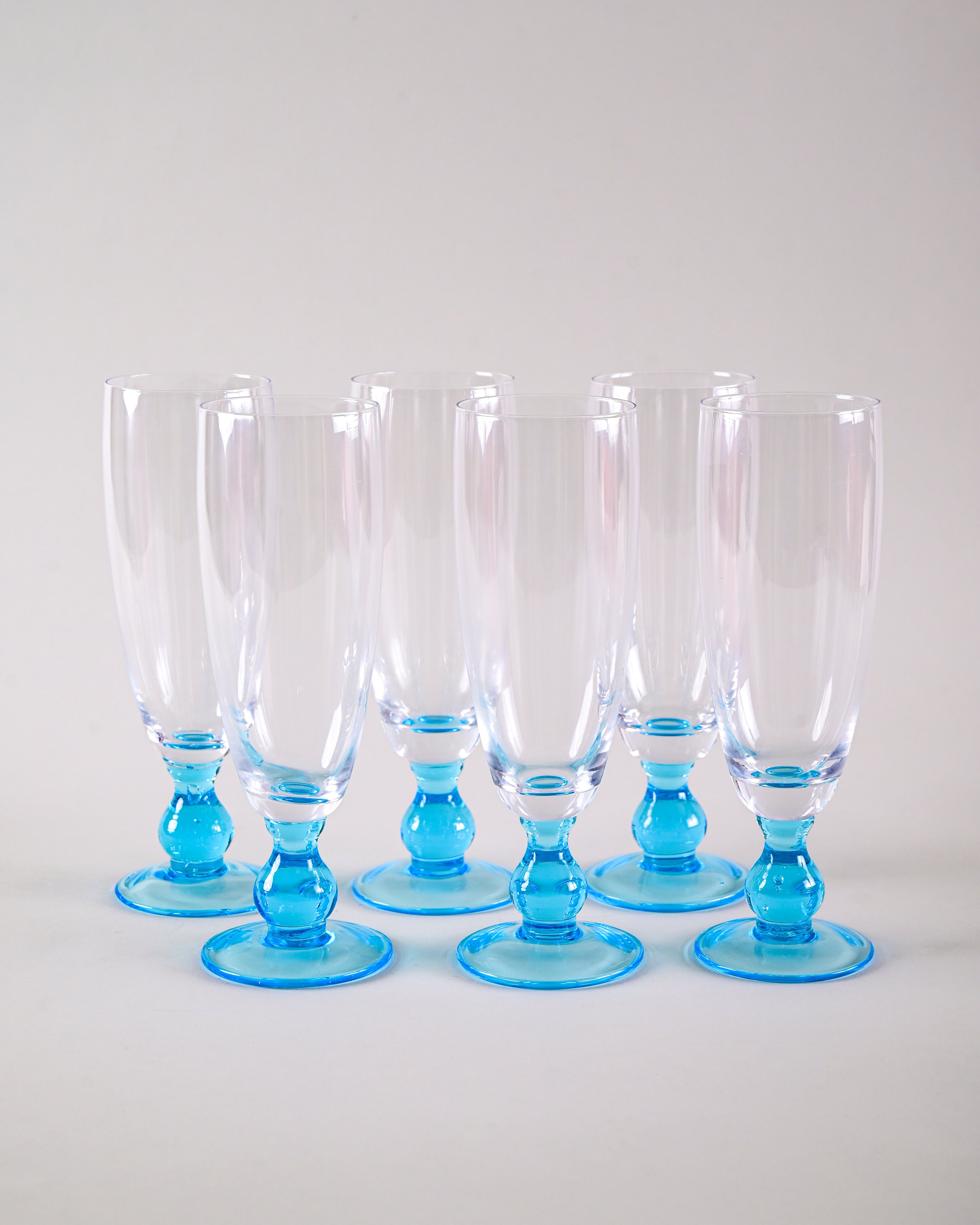 Swirl Blue Champagne Flute - Set of 6