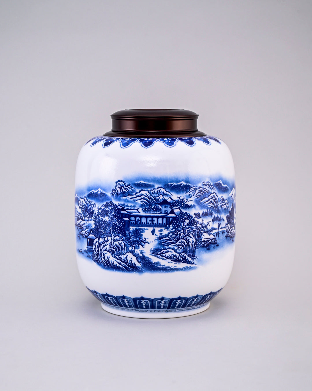 Serene Mountains Porcelain Storage Jar