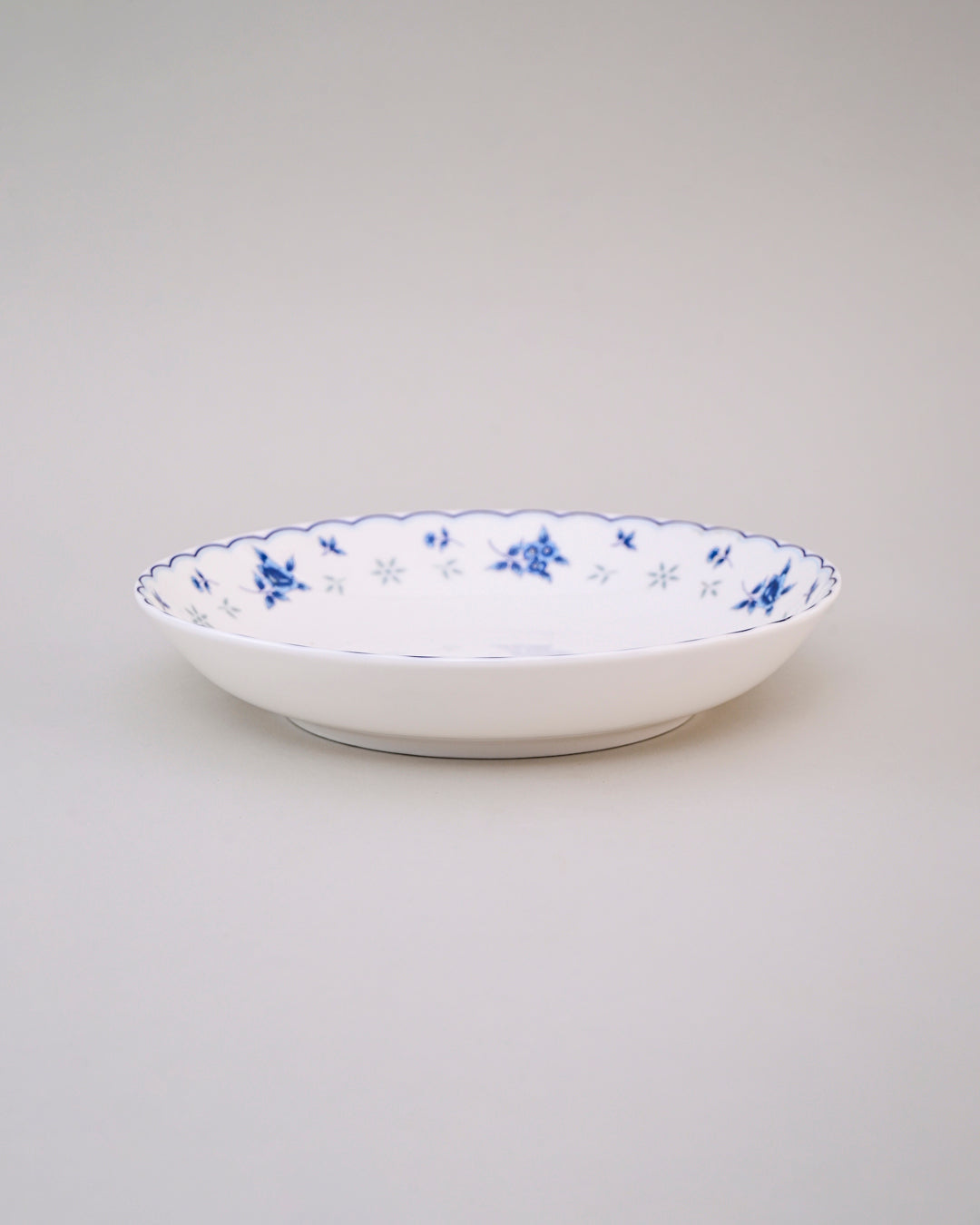 Blue Floral Scalloped Pasta Plate