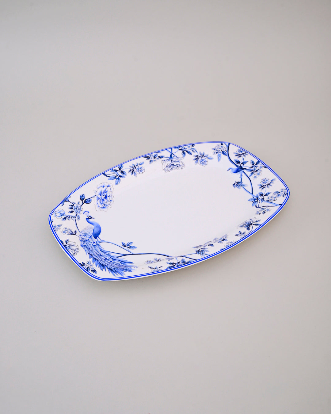 Royal Peacock Blue & White Platter