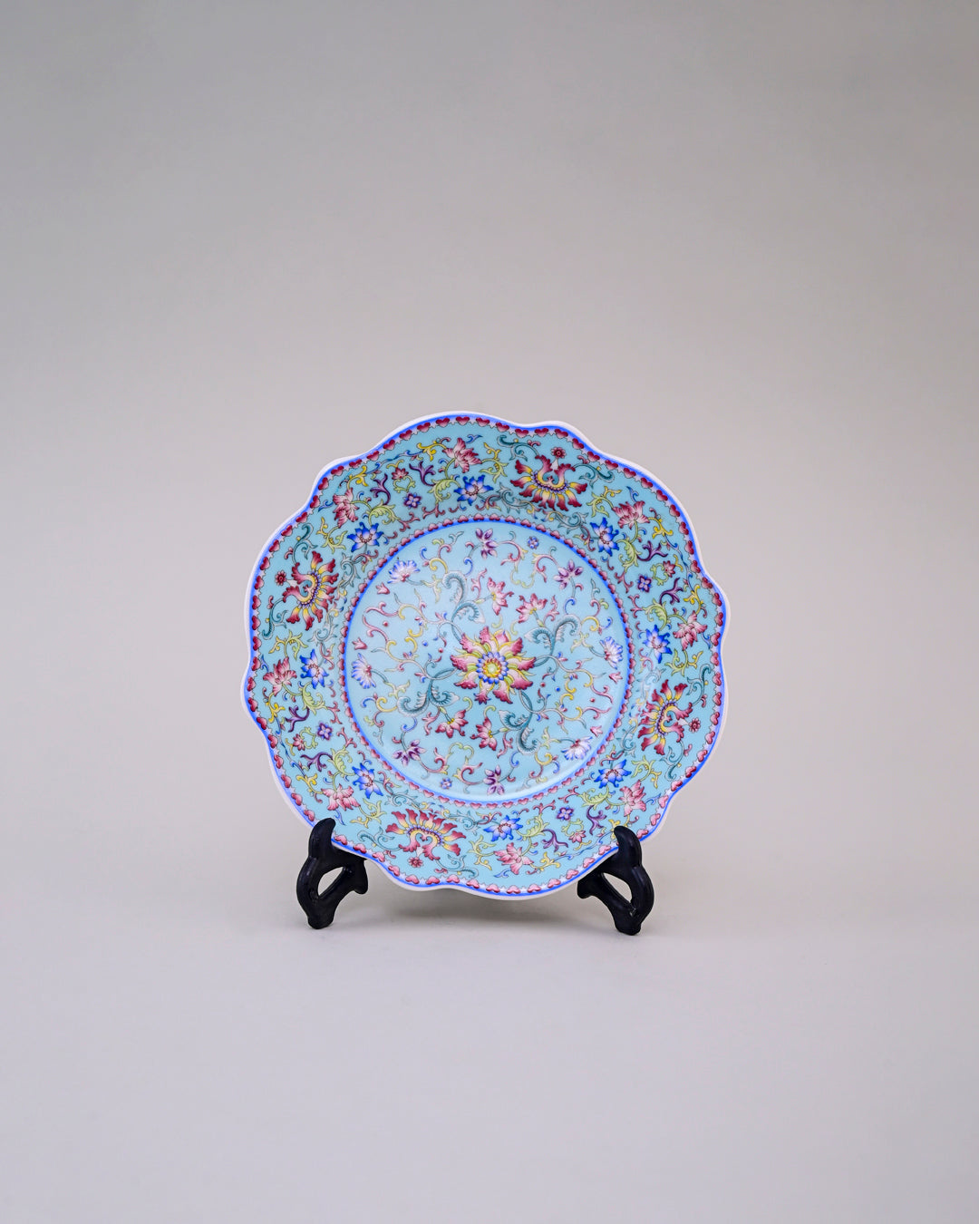 Royal Floral Enamel Decorative Plate - Sky Blue - 6.5 cm