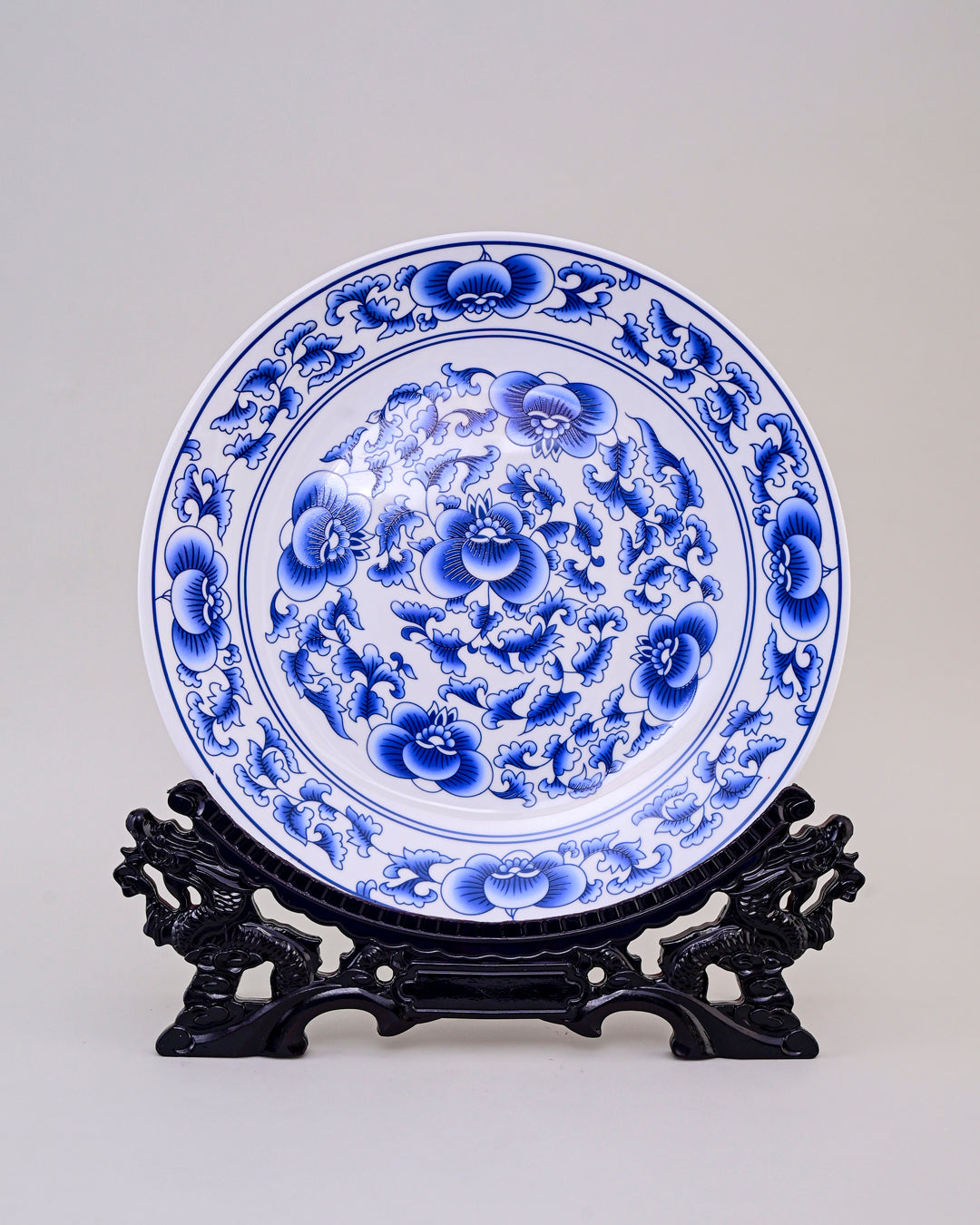 Blue Peony Blossom Decorative Plate - 35 cm