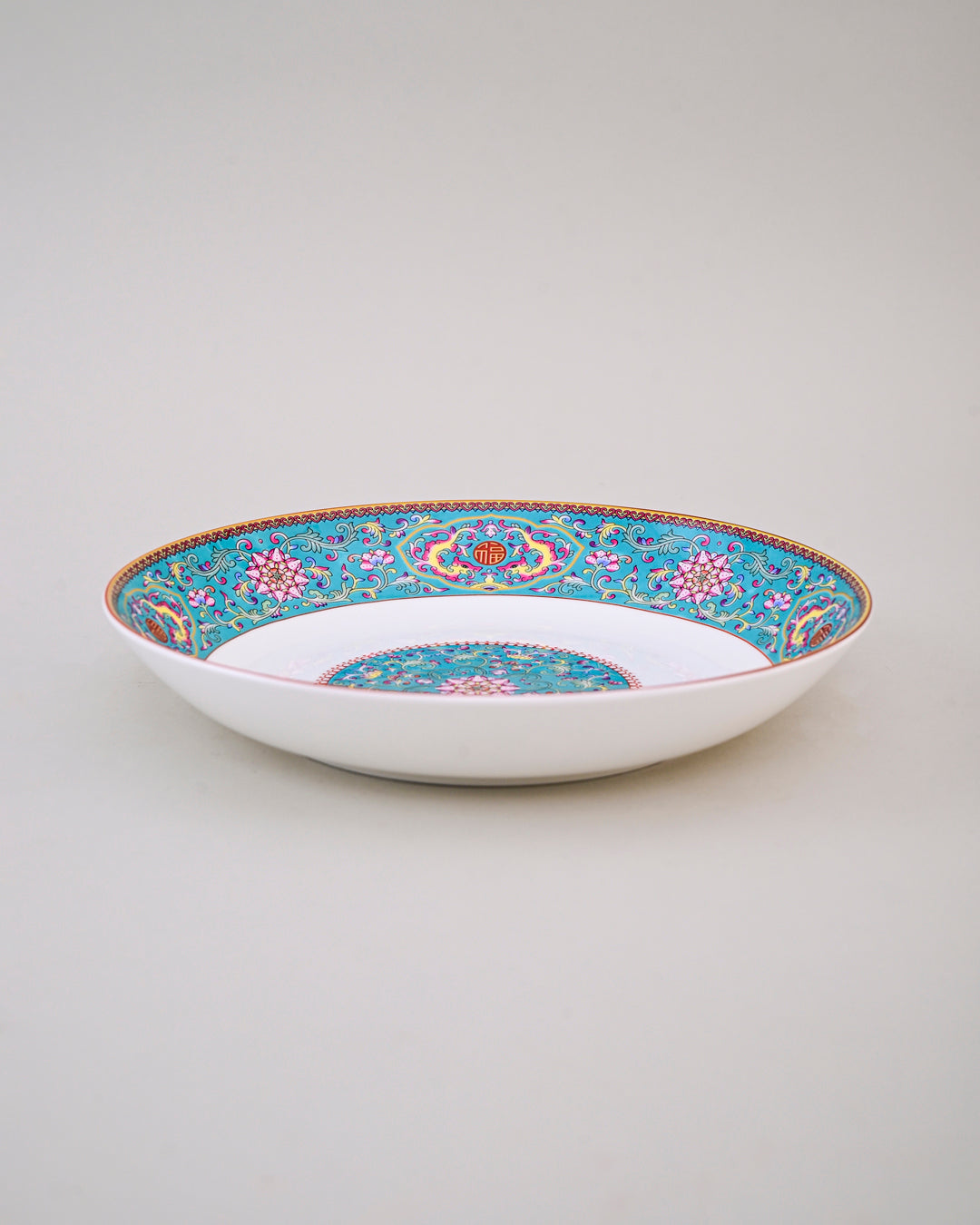 Vintage Floral Charm Pasta Plate - Blue