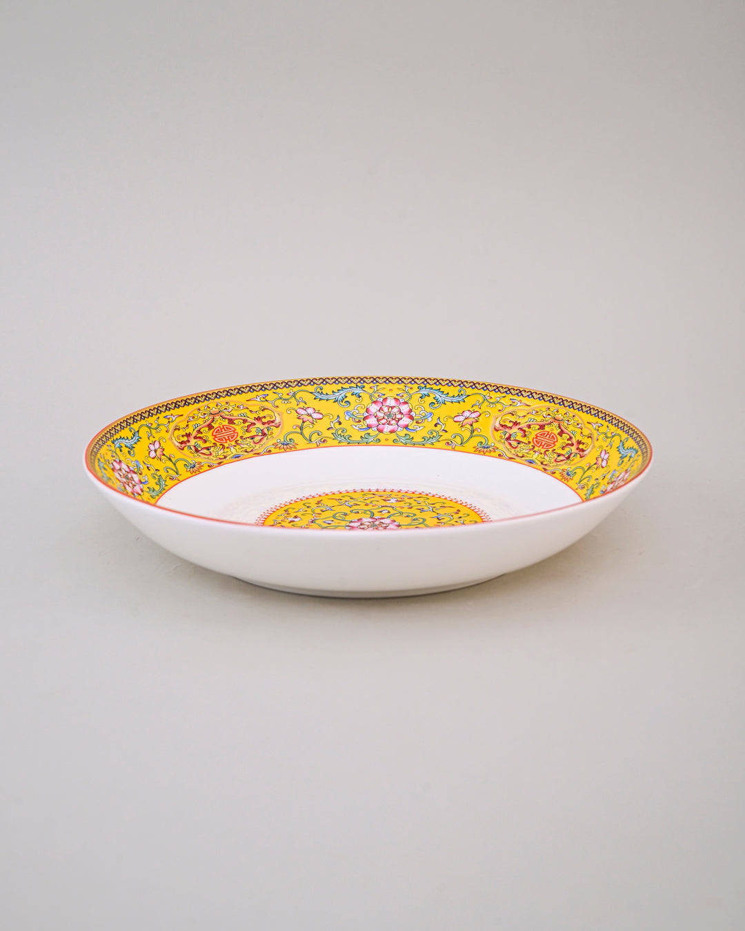 Vintage Floral Charm Pasta Plate - Yellow