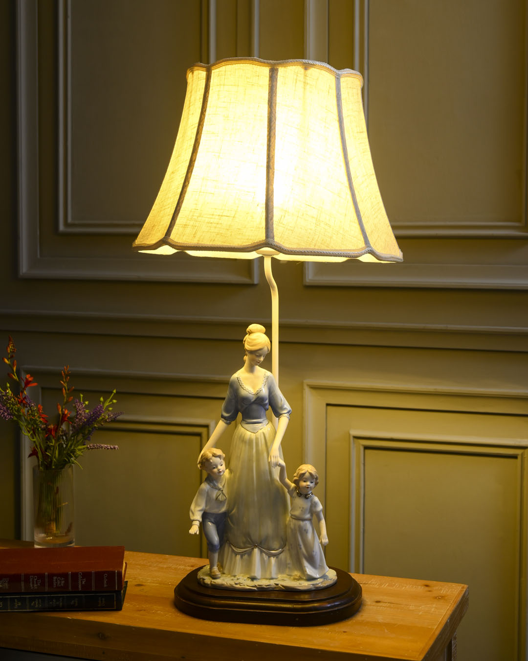 Mother's Stroll Victorian Lady - Fine Porcelain Table Lamp