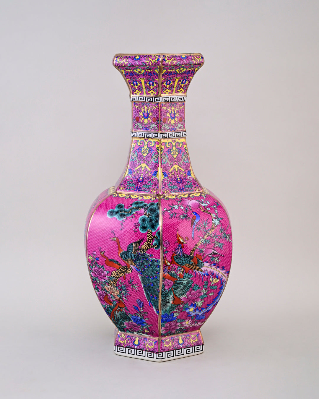 Midnight Bird Motifs Cloisonn‚àö¬© Vase - Pink