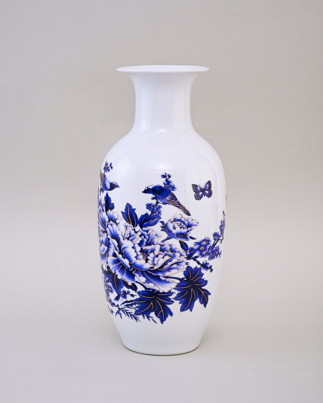 Royal Blue & White Blossom Bone China Vase