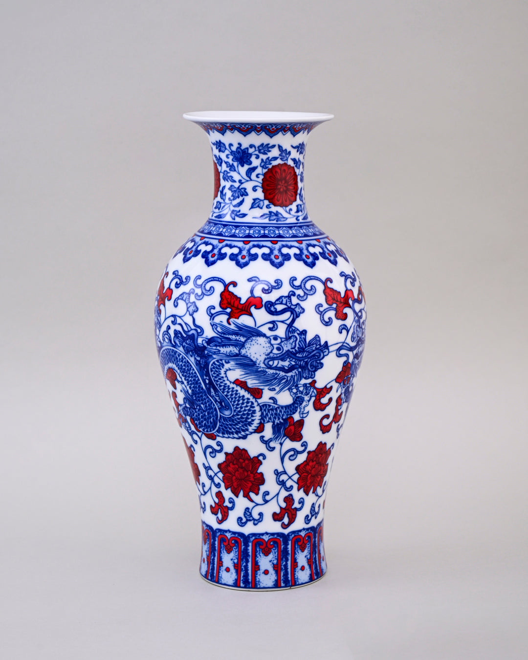 Dragon Motifs Blue & White Bone China Vase