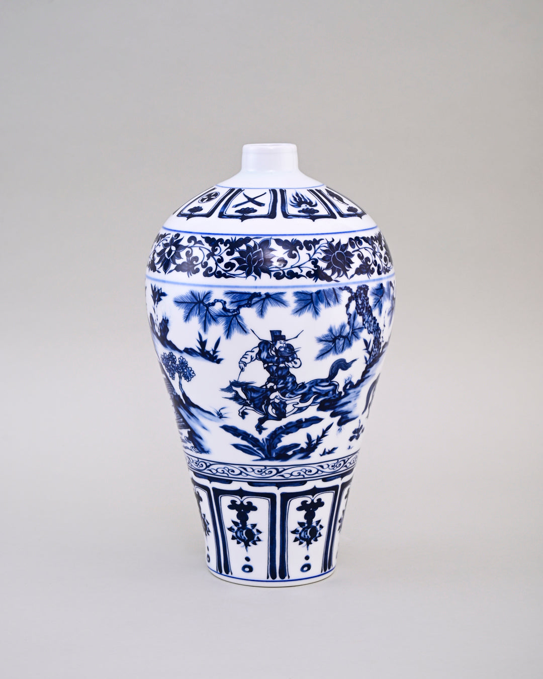 Pastoral Scene Blue & White Porcelain Vase