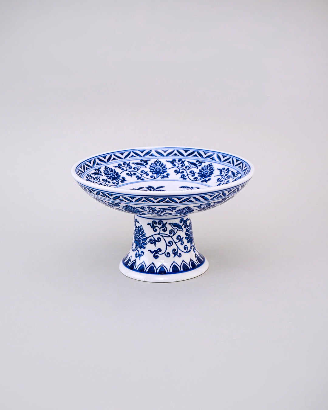 Blue and White Pedestal Decorative Bowl - Small