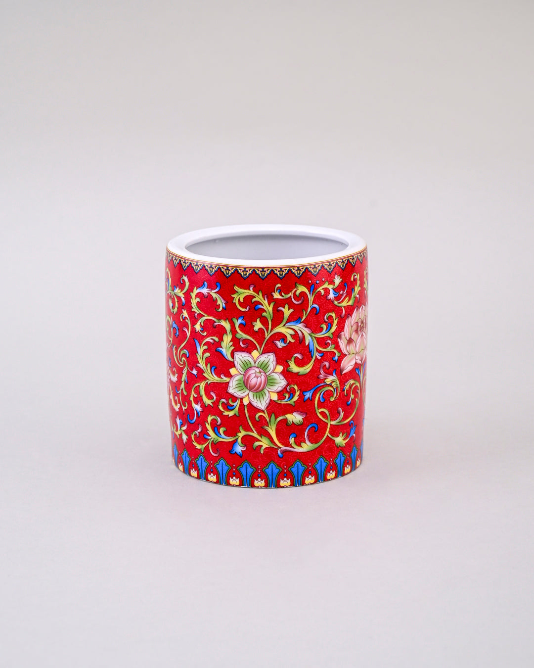 Floral and Vine Motifs Planter - Red