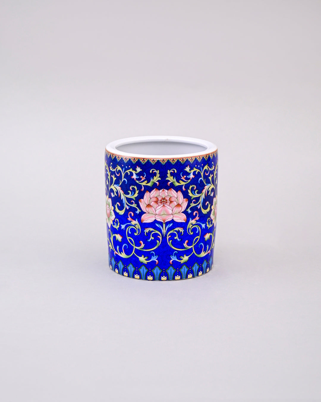 Floral and Vine Motifs Planter - Blue