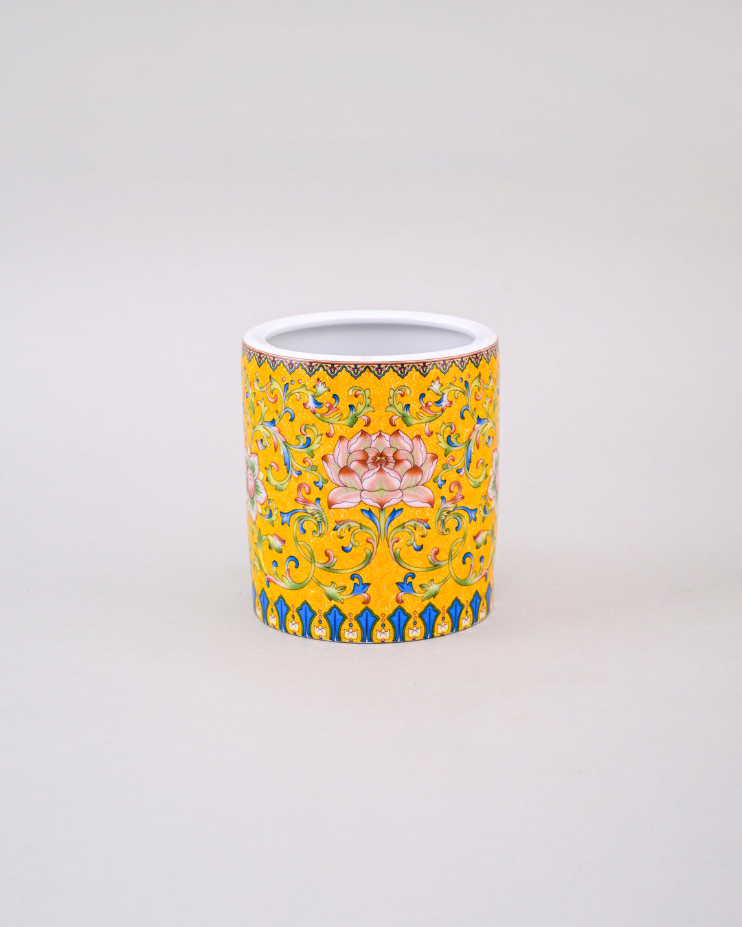 Floral and Vine Motifs Planter - Yellow
