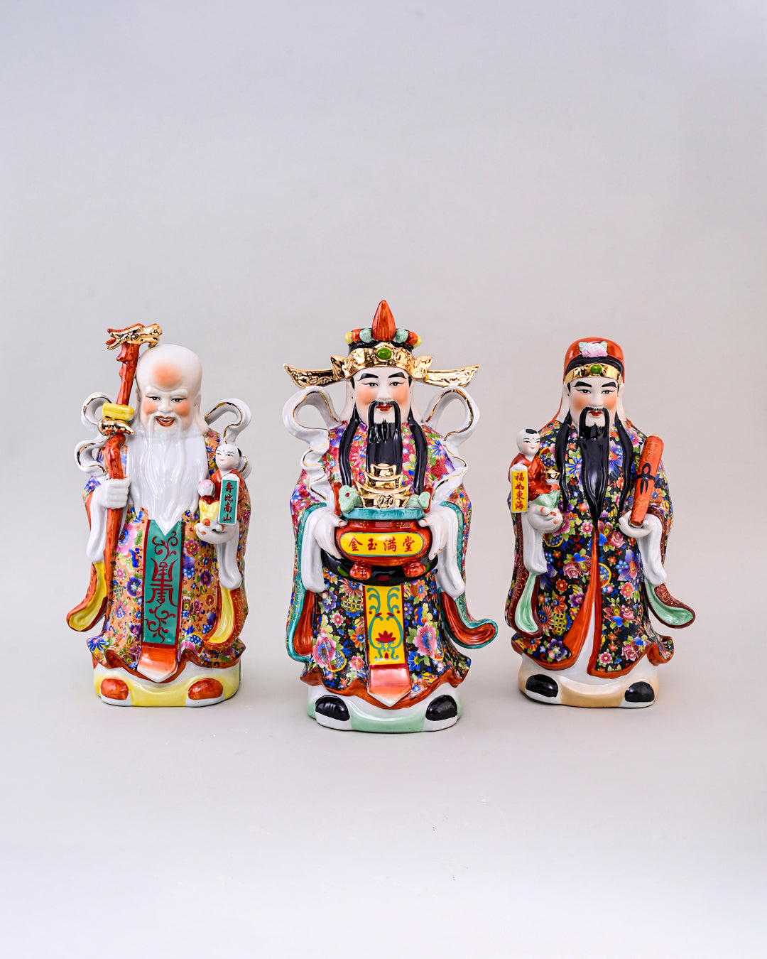 'The Three Star Gods' Porcelain Sculptures, Set of 3 - Large