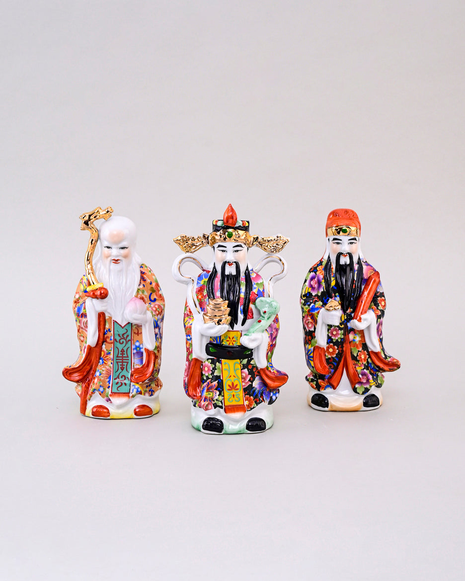 'The Three Star Gods' Porcelain Sculptures, Set of 3 - Medium