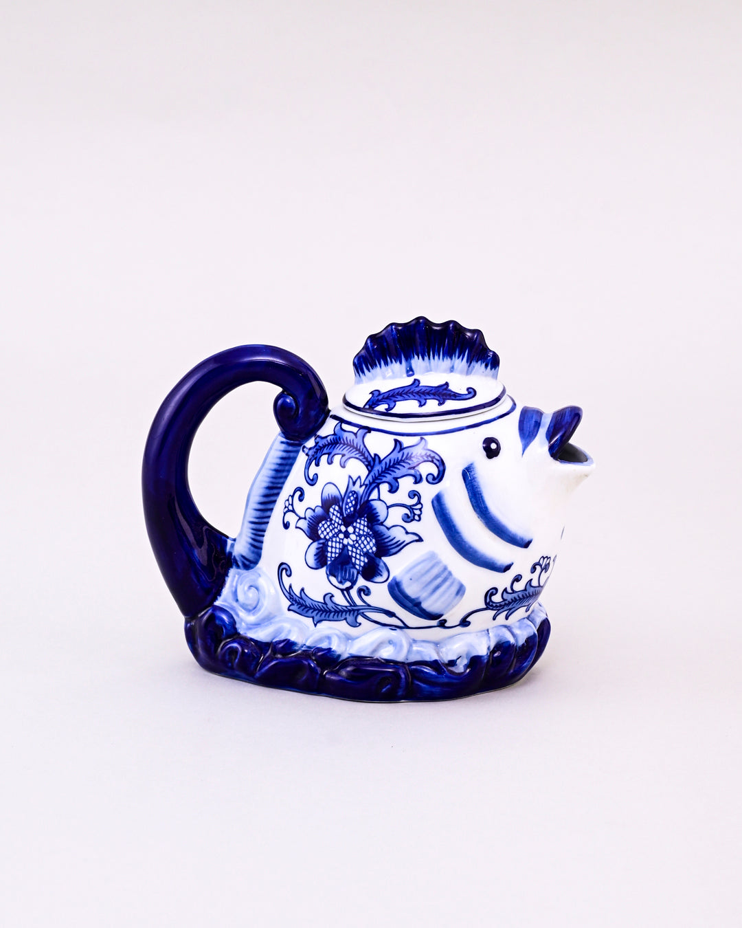 Blue & White Fish Motif Tea Kettle