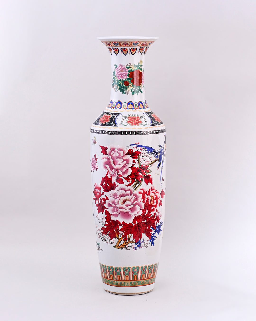 Majestic Peacock & Blossom Tall Floor Vase - 125 cm