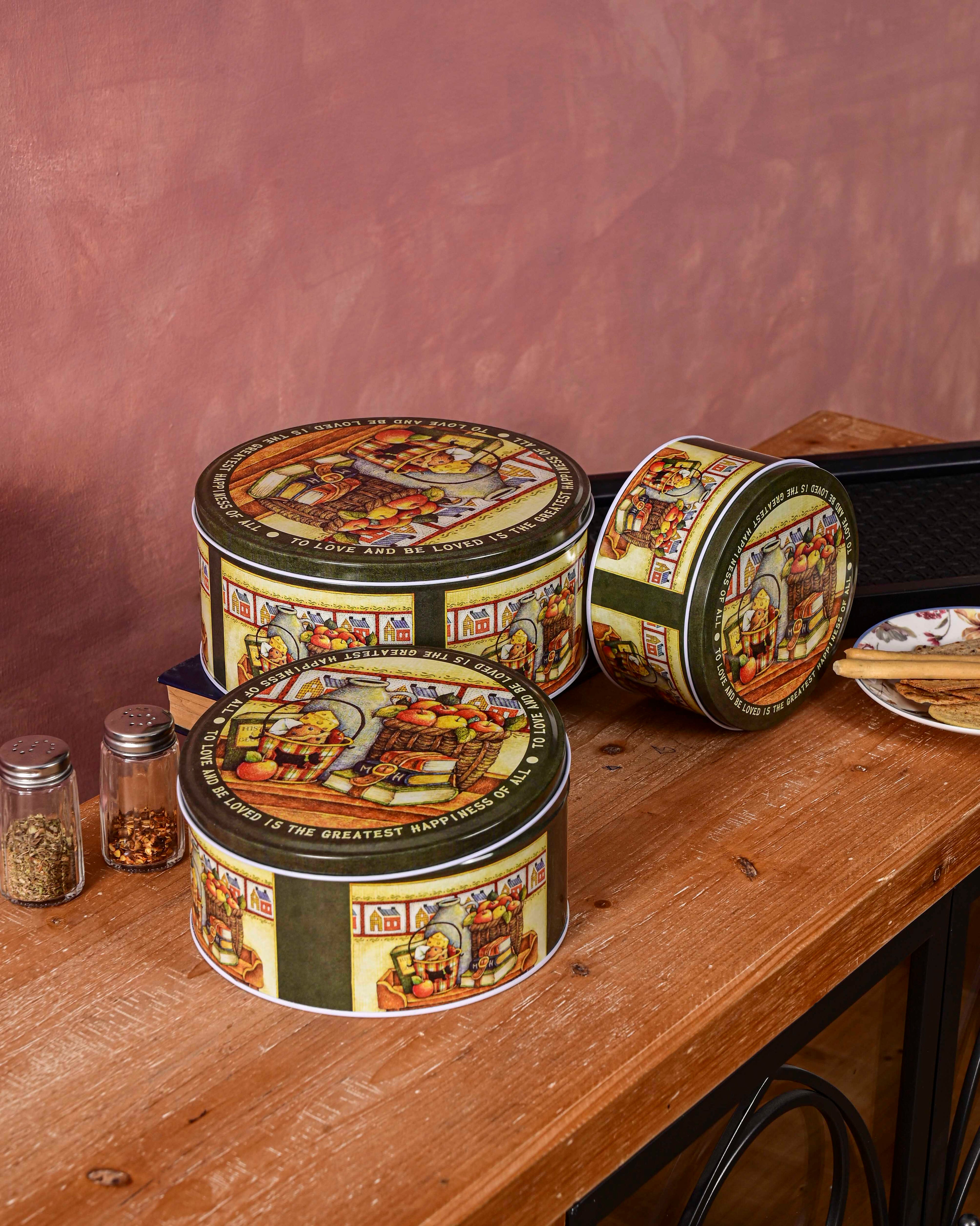 Harvest Pantry Round Storage Canister - Set Of 3