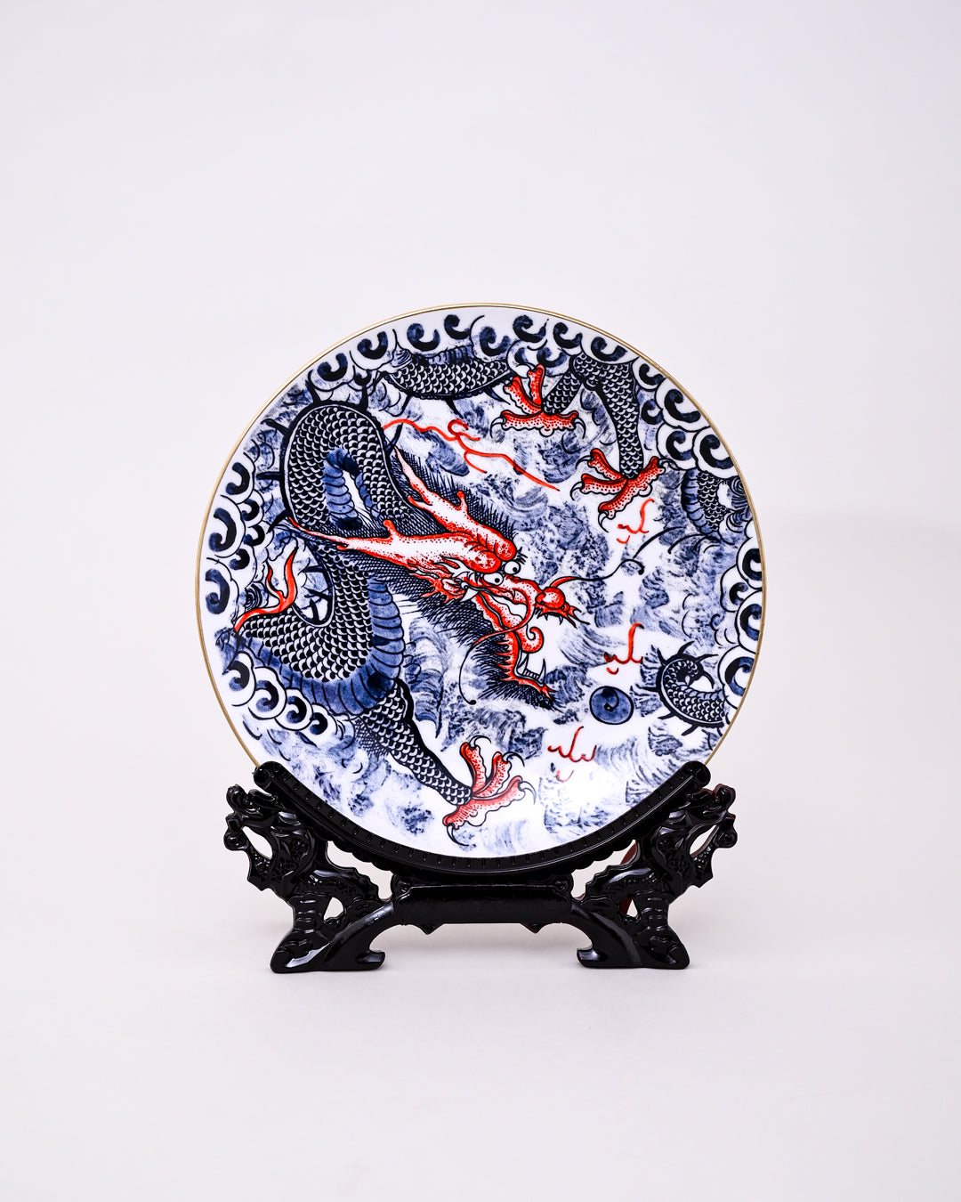 Imperial Blue Dragon Decorative Plate - 26 cm