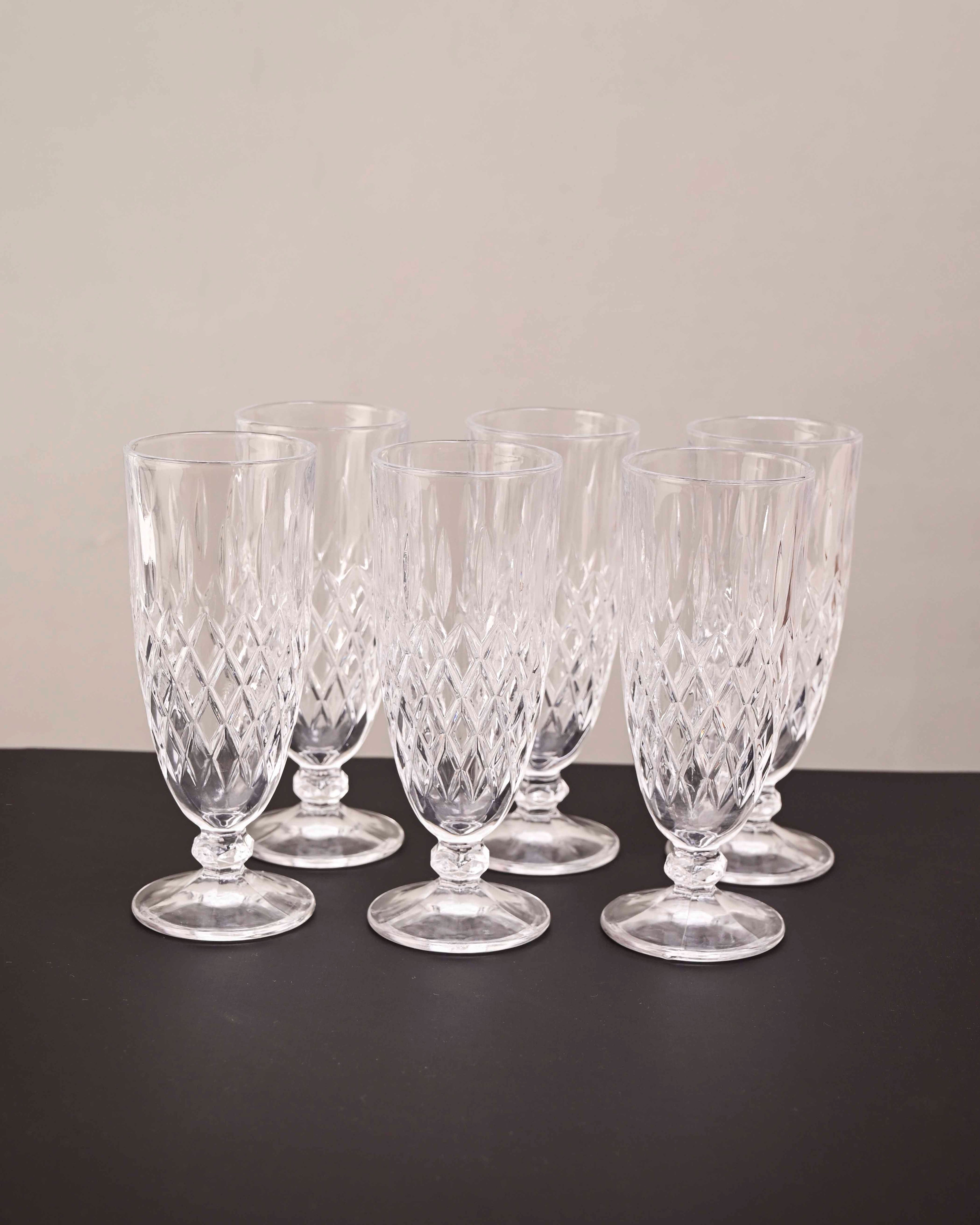 Diamond Cut Drinking Glass - Set Of 6