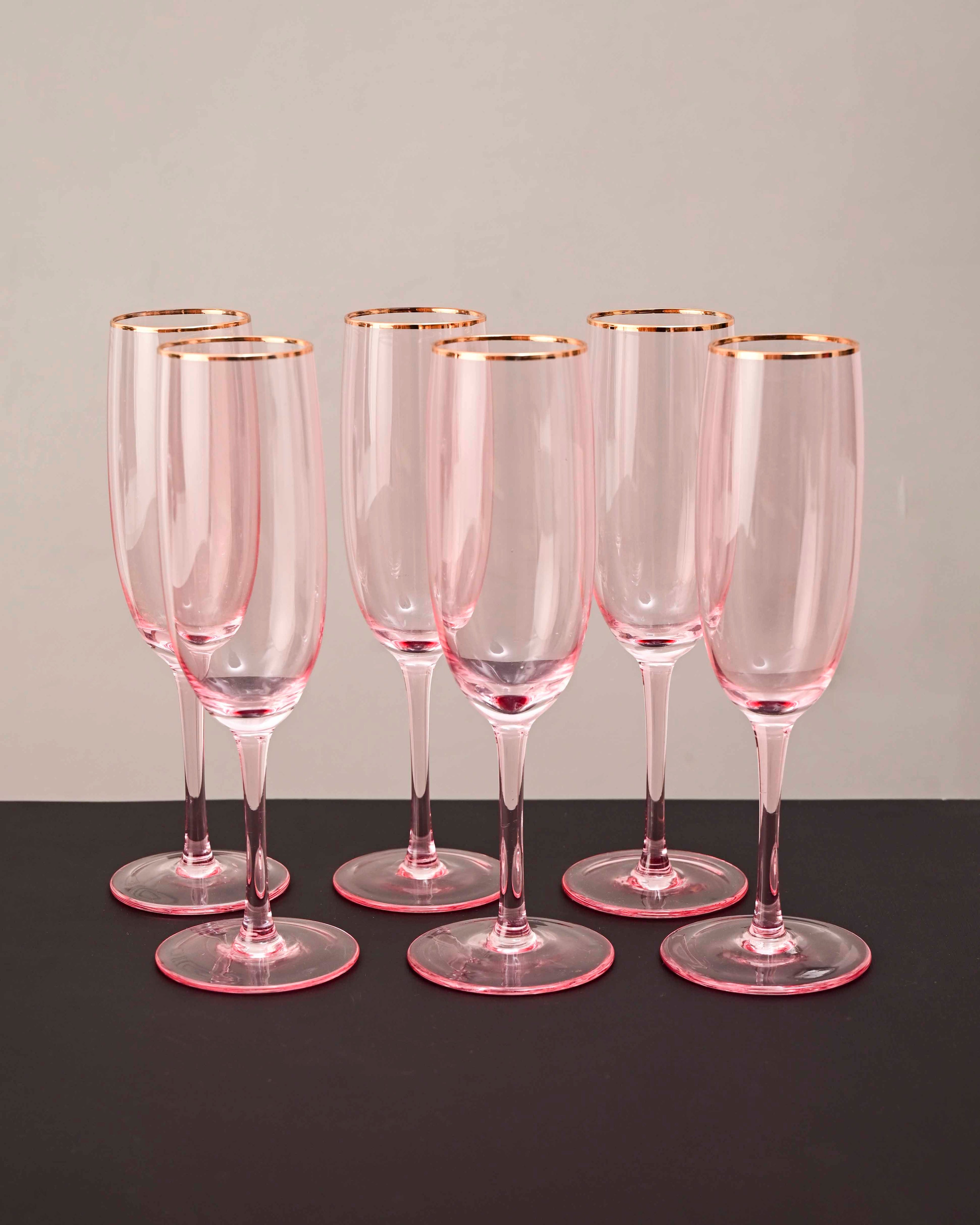 Sparkling Champagne Flute - Pink - Set Of 6