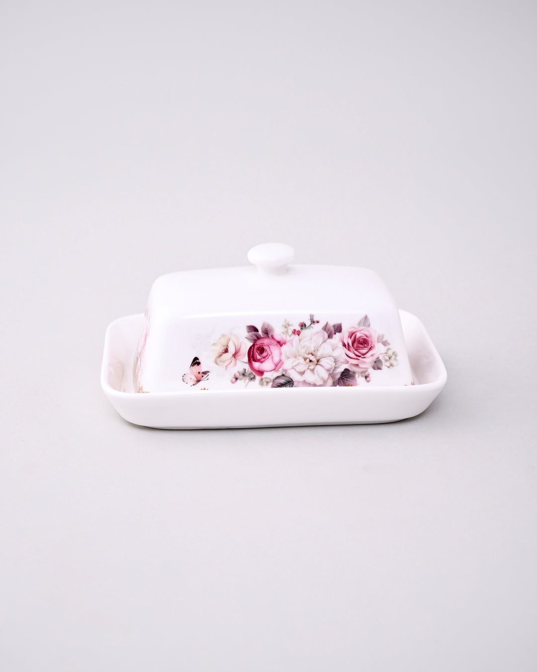 Vintage Rose Charm Butter Dish