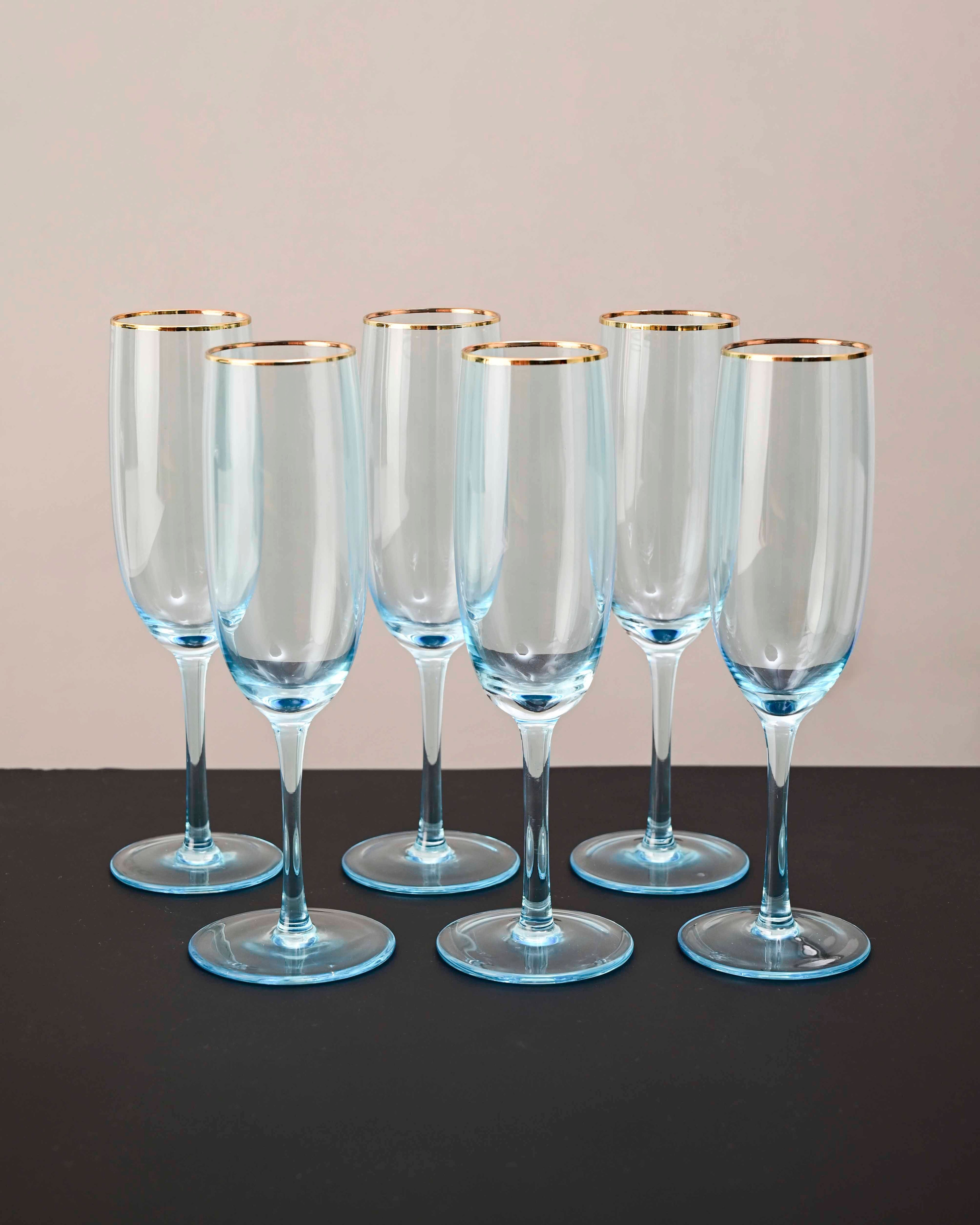 Sparkling Champagne Flute - Sky Blue - Set Of 6