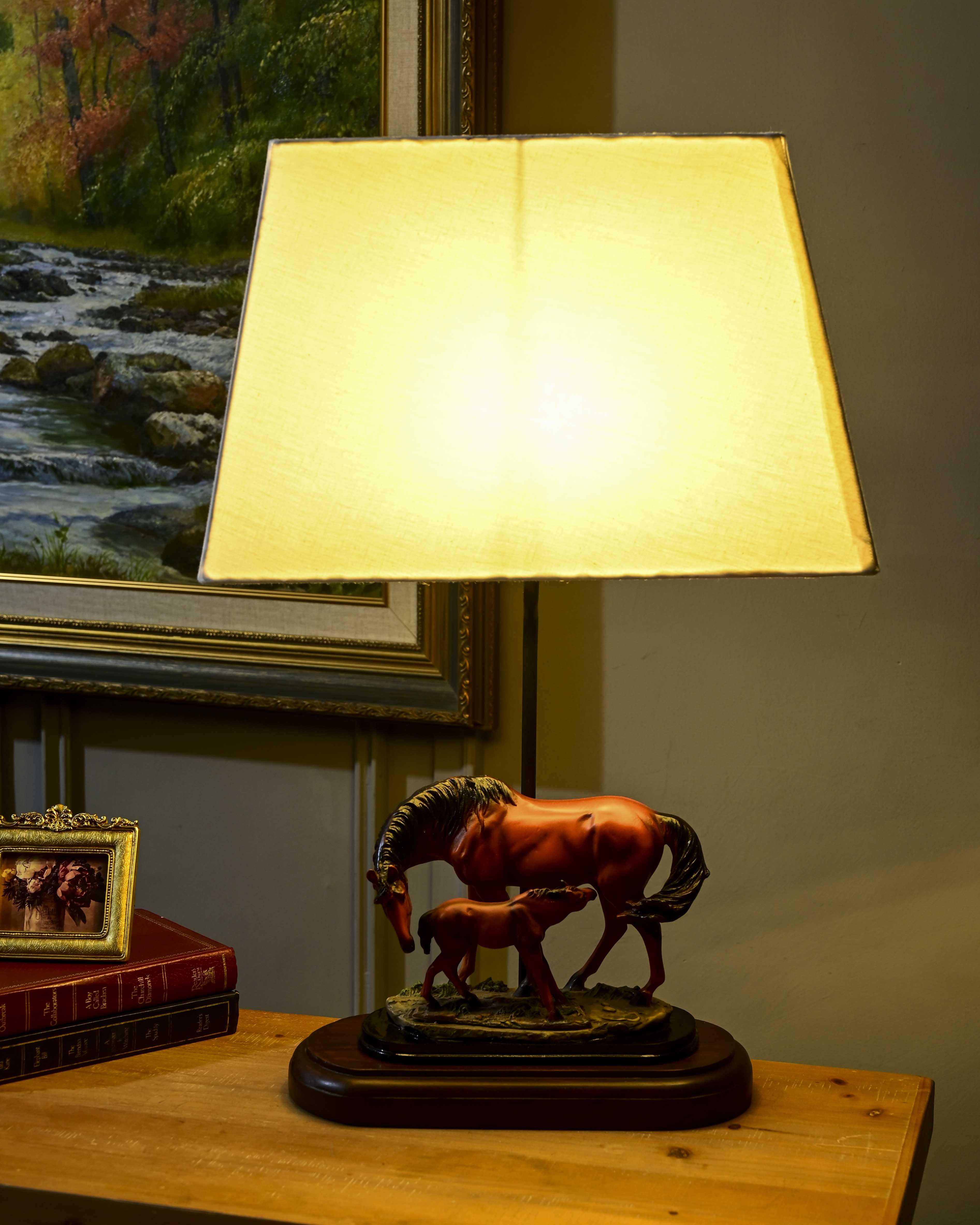 'Equine Nurturing' A Horse Feeding Table Lamp
