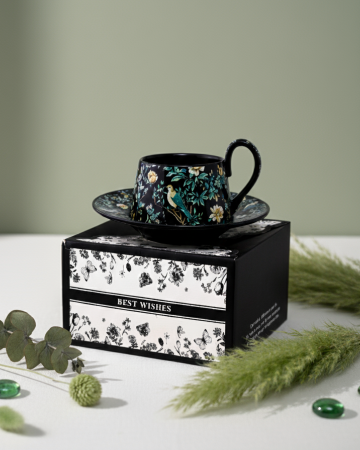 Floral Serenade Ceramic Tea Cup With Saucer