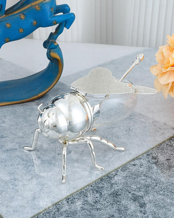 HoneyBee Honey Pot - Silver