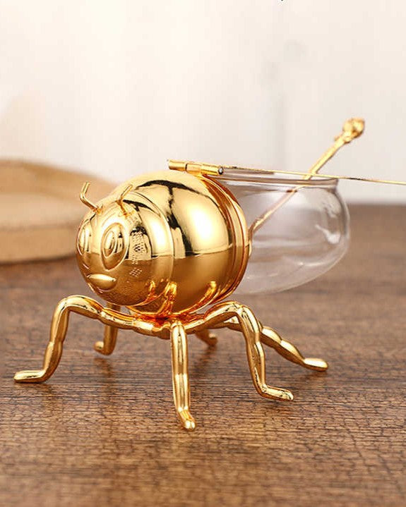 HoneyBee Honey Pot - Gold