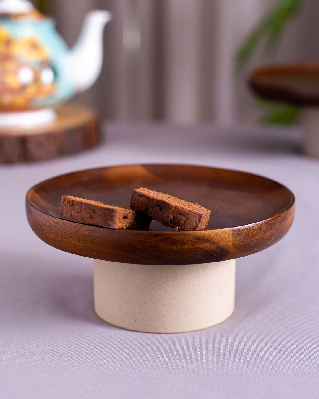 Wooden Rustic Round Cake Stand - Large