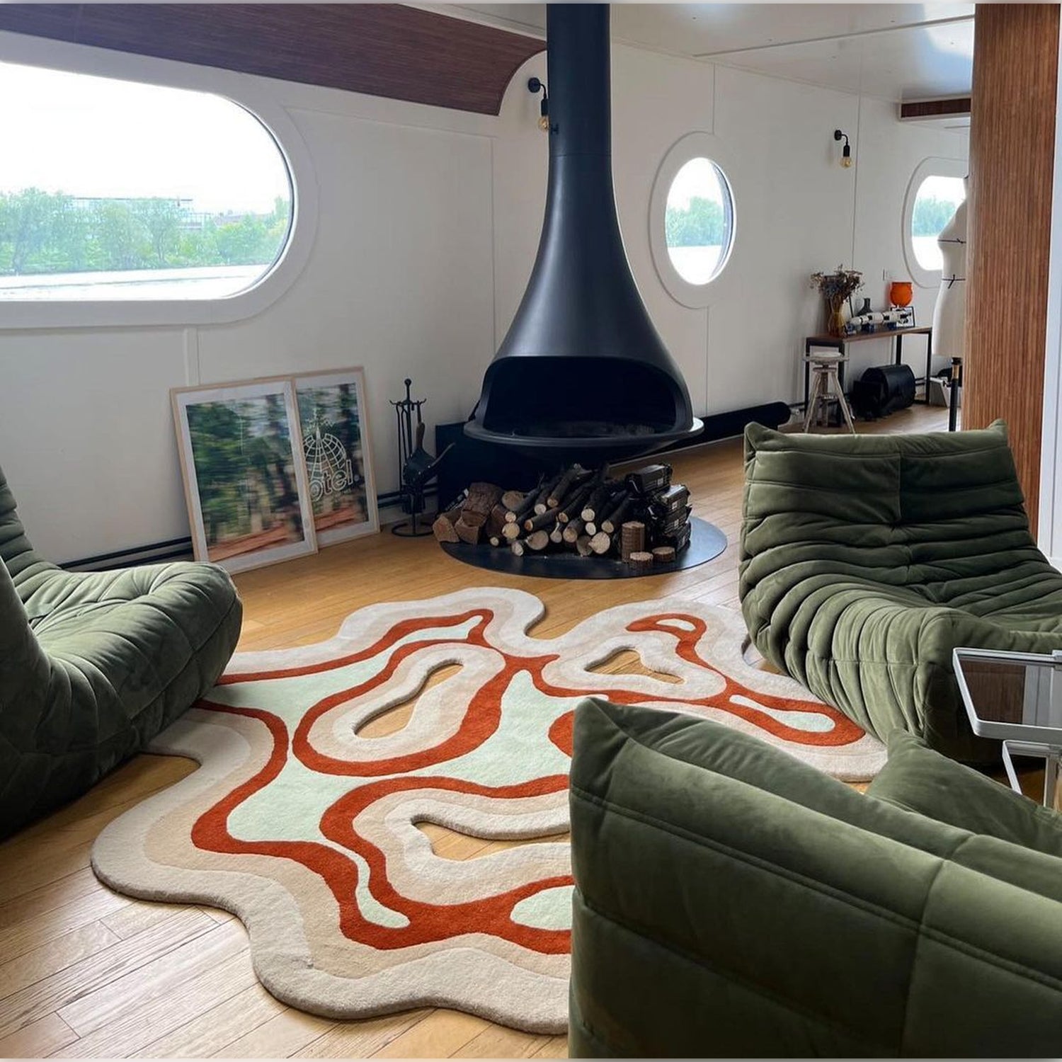 Green Dot Hand Tufted Carpet