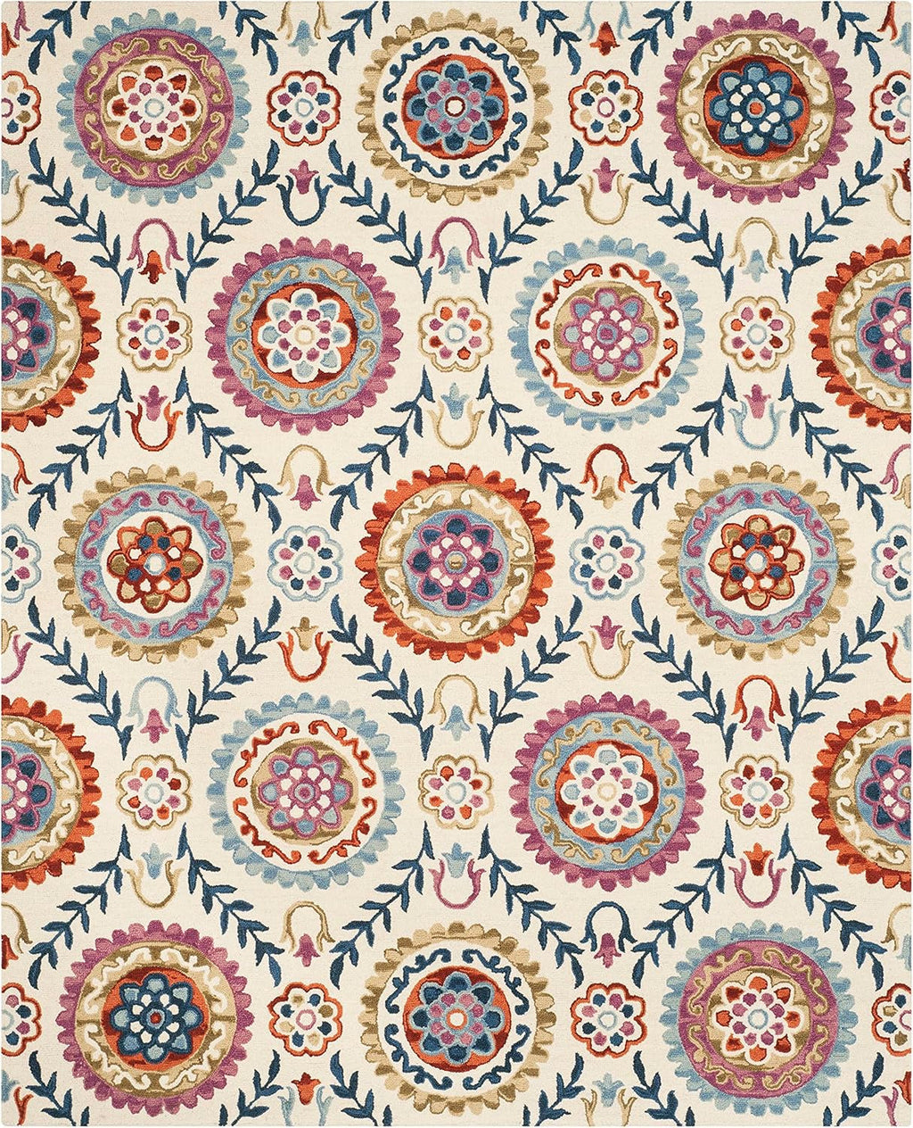 Farashat White woolen Hand Tufted Carpet