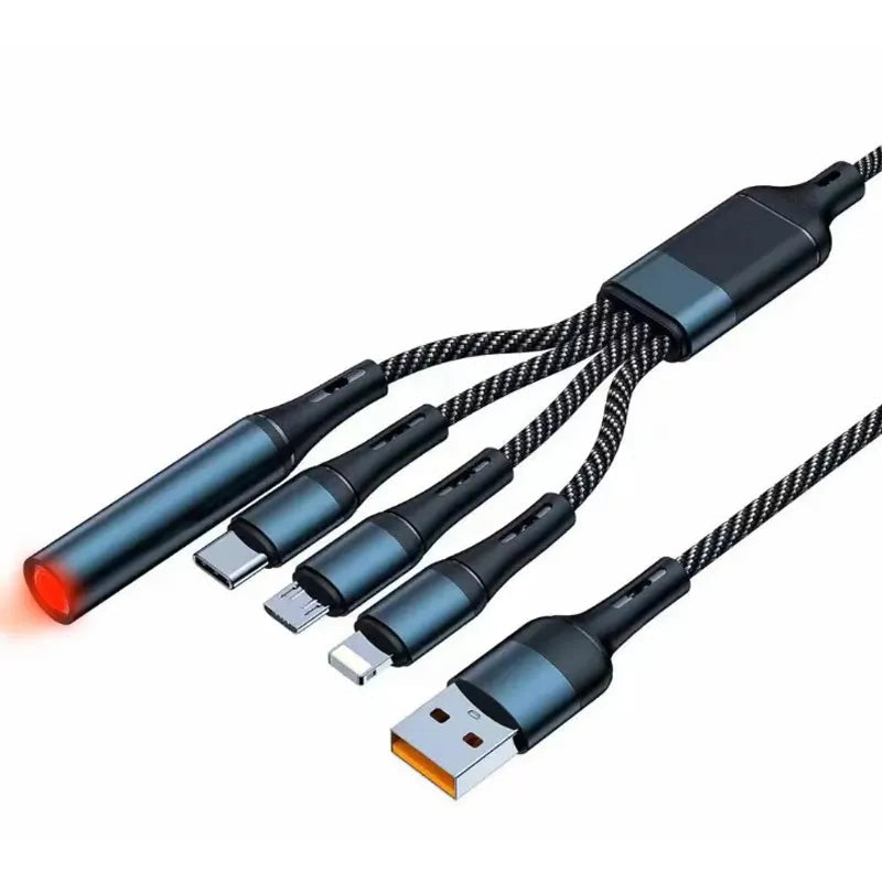 Ignit: 4-in-1 Fast Charging Cable with Built-In Lighter ‚Äö√Ñ√¨ Multi-Port USB Cord with Type-C, Lightning & Micro USB for Phones & Travel Use