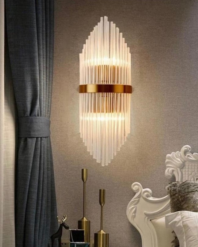 Art Deco Crystal Rod Wall Sconce - Gold