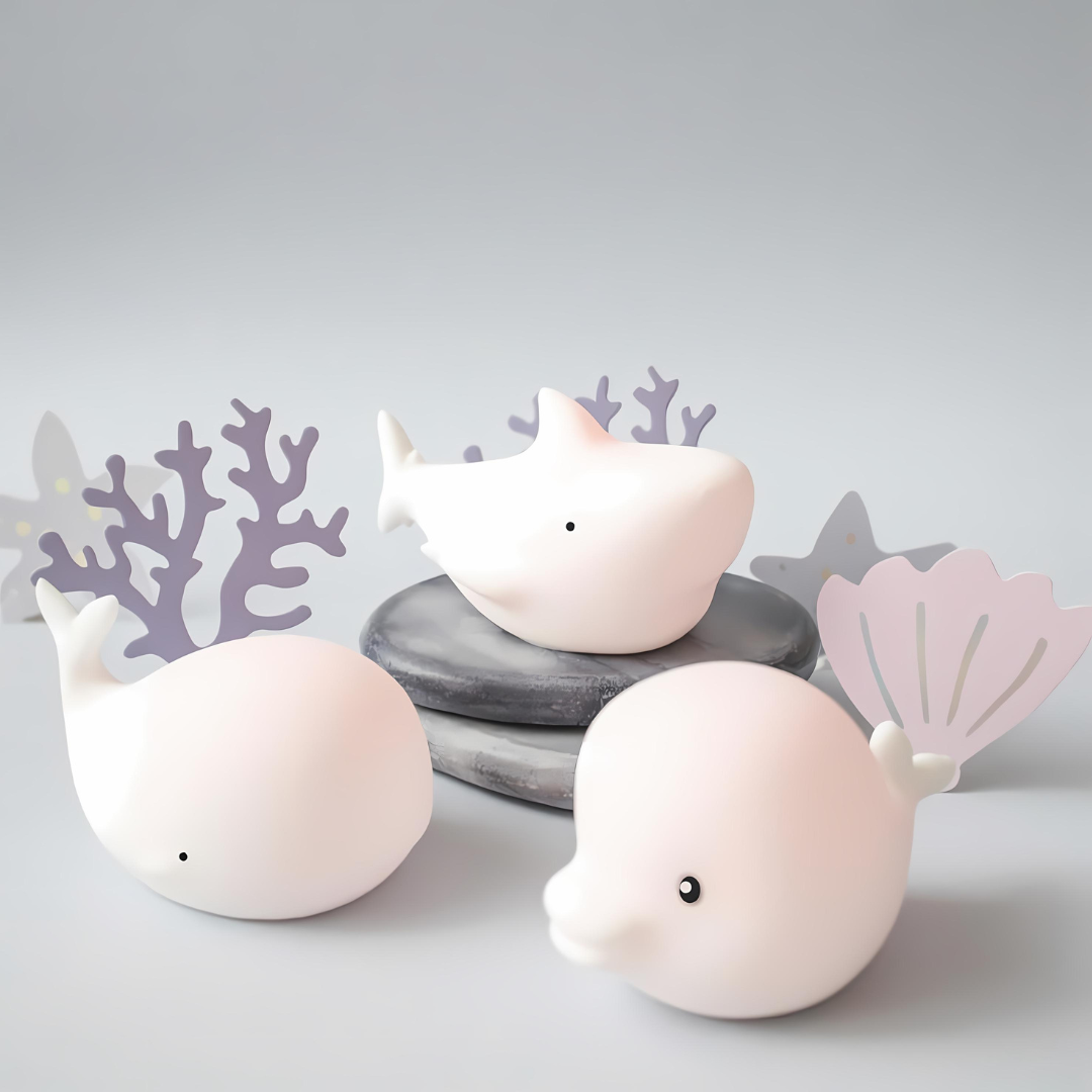 OceanPals: Set of 6 Adorable Ocean-Themed Squishy Night Lights with Soft LED Glow ‚Äö√Ñ√¨ Includes Whale, Shark, Octopus, Dolphin, Turtle & Duck
