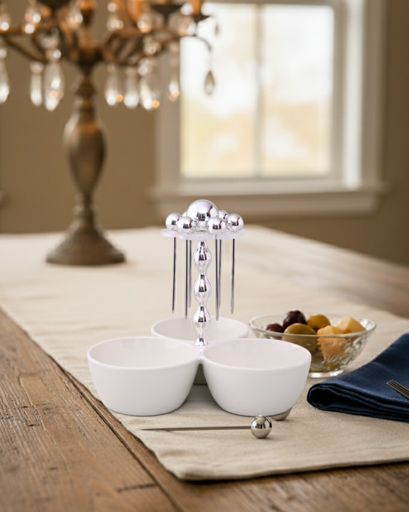 Trio Condiment Server with Pick Holder