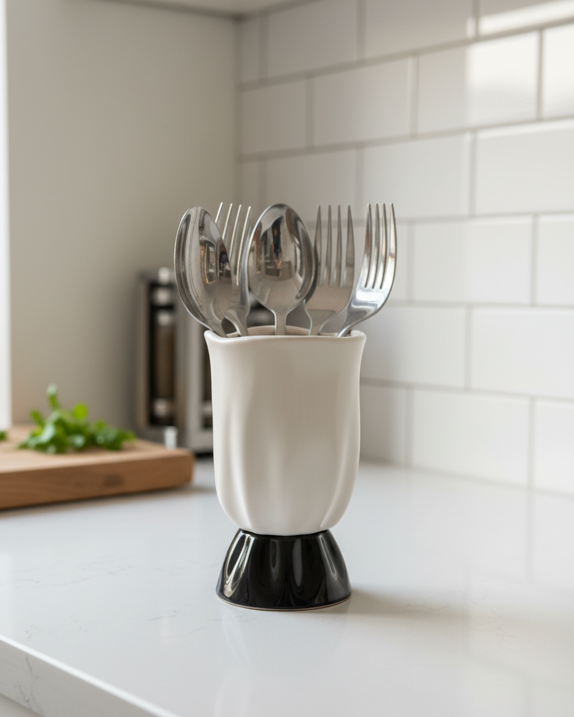 Ivory Noir Utensil Holder