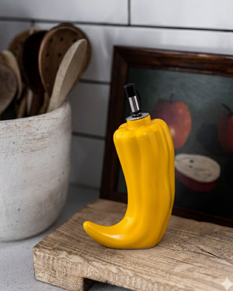 Yellow Chili Ceramic Oil Dispenser