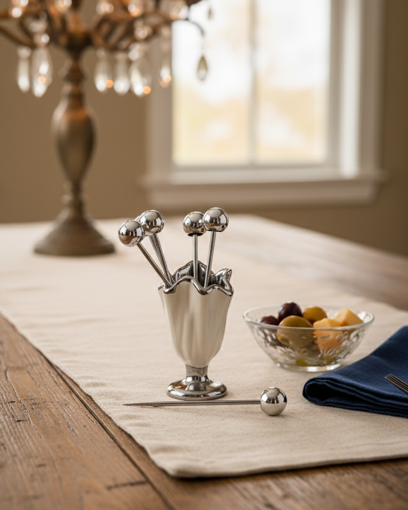 Pearl Cup Pick Holder with Skewers