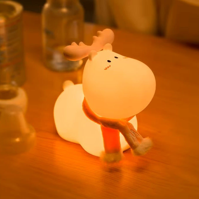 GlowDeer: Adorable Reindeer LED Silicone Night Lamp with Rechargeable Touch Control for Cozy Room D‚àö¬©cor