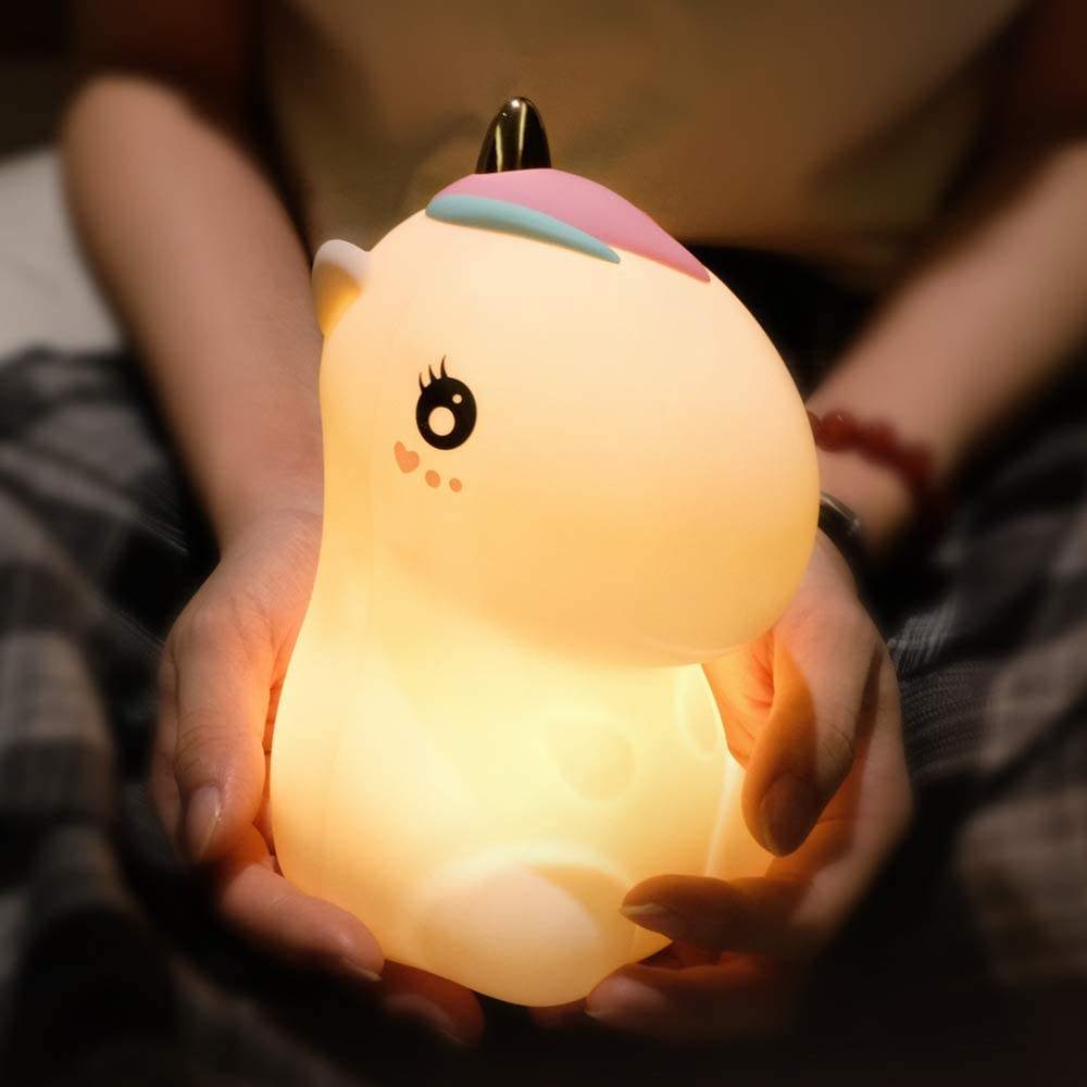 Unico: Adorable Unicorn Silicone LED Night Lamp with 7-Color Breathing Modes & Touch Sensor Control