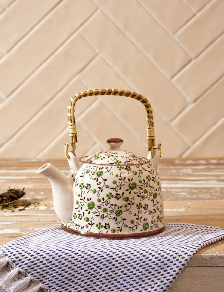 Green Flora - Ceramic Tea Kettle