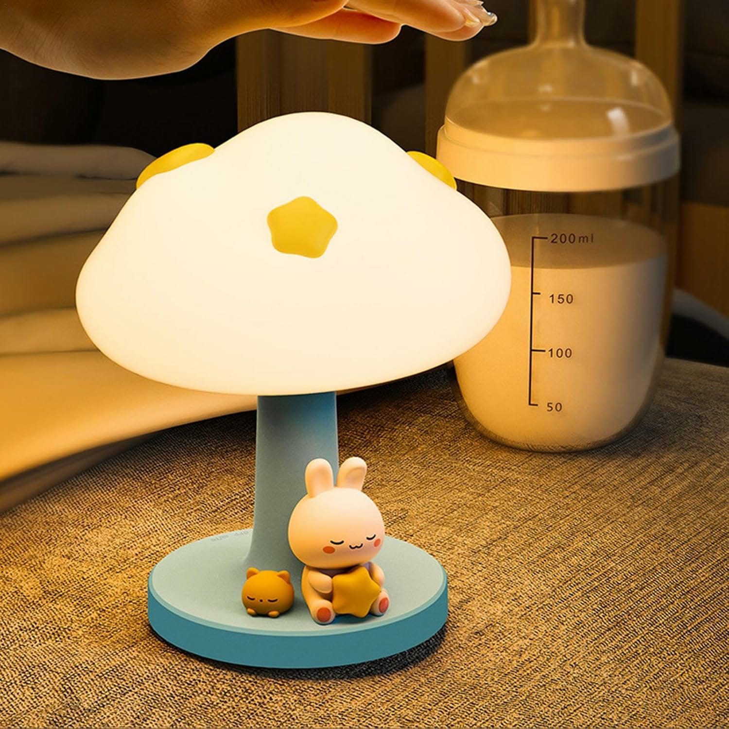 CloudBun: Bunny-Shaped Cloud Night Lamp with Tap Control ‚Äö√Ñ√¨ Soft Silicone Glow Light for Kids‚Äö√Ñ√¥ Bedrooms & Baby Nursery (3-Level Dimming, Rechargeable)