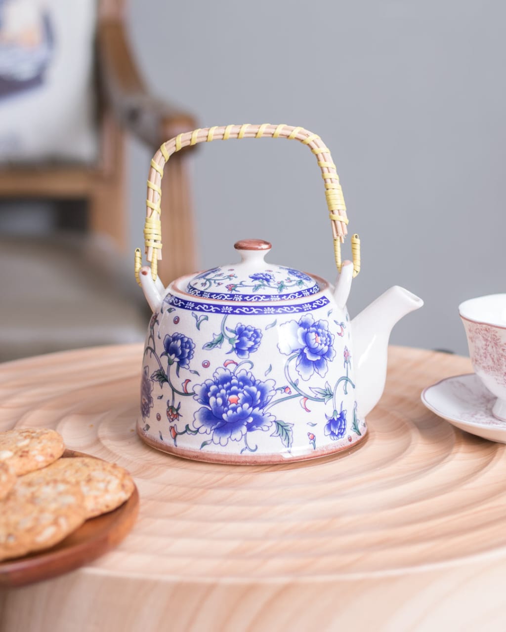Blue Orchid Ceramic Tea Kettle