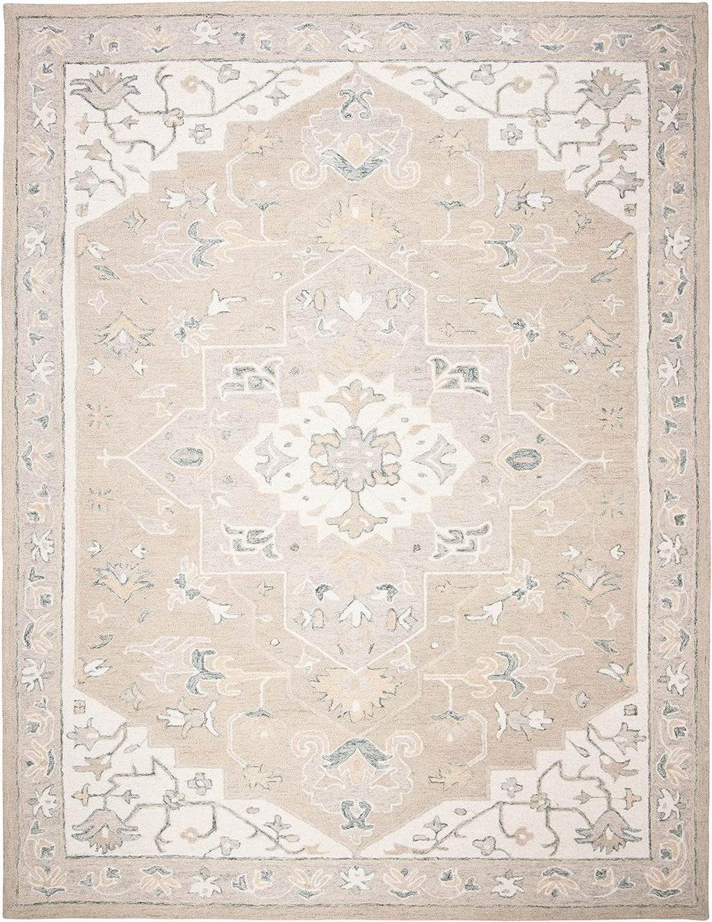 Afghan Aura Beige woolen Hand Tufted Carpet